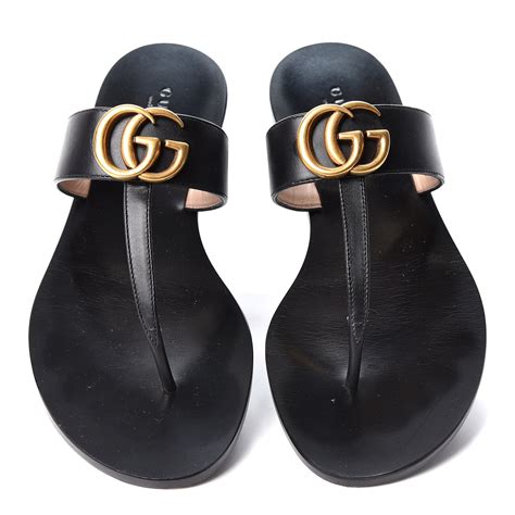 black thong gucci sandals|authentic black Gucci thong sandals.